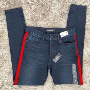 💥 Express | Red Stripe Denim Skinny Jeans